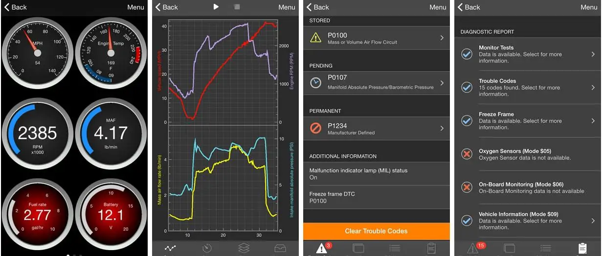 OBD Fusion приложение логотип. Iphone Reels interfase.